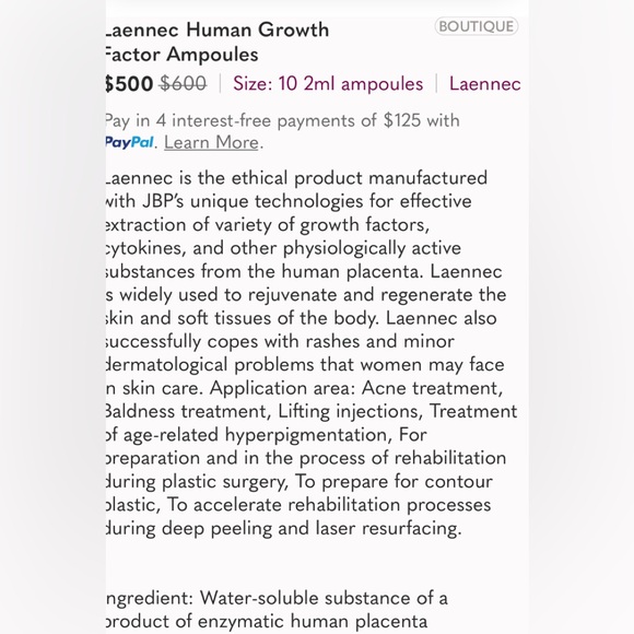 Laennec Human Growth Factor Ampoules - Picture 3 of 3